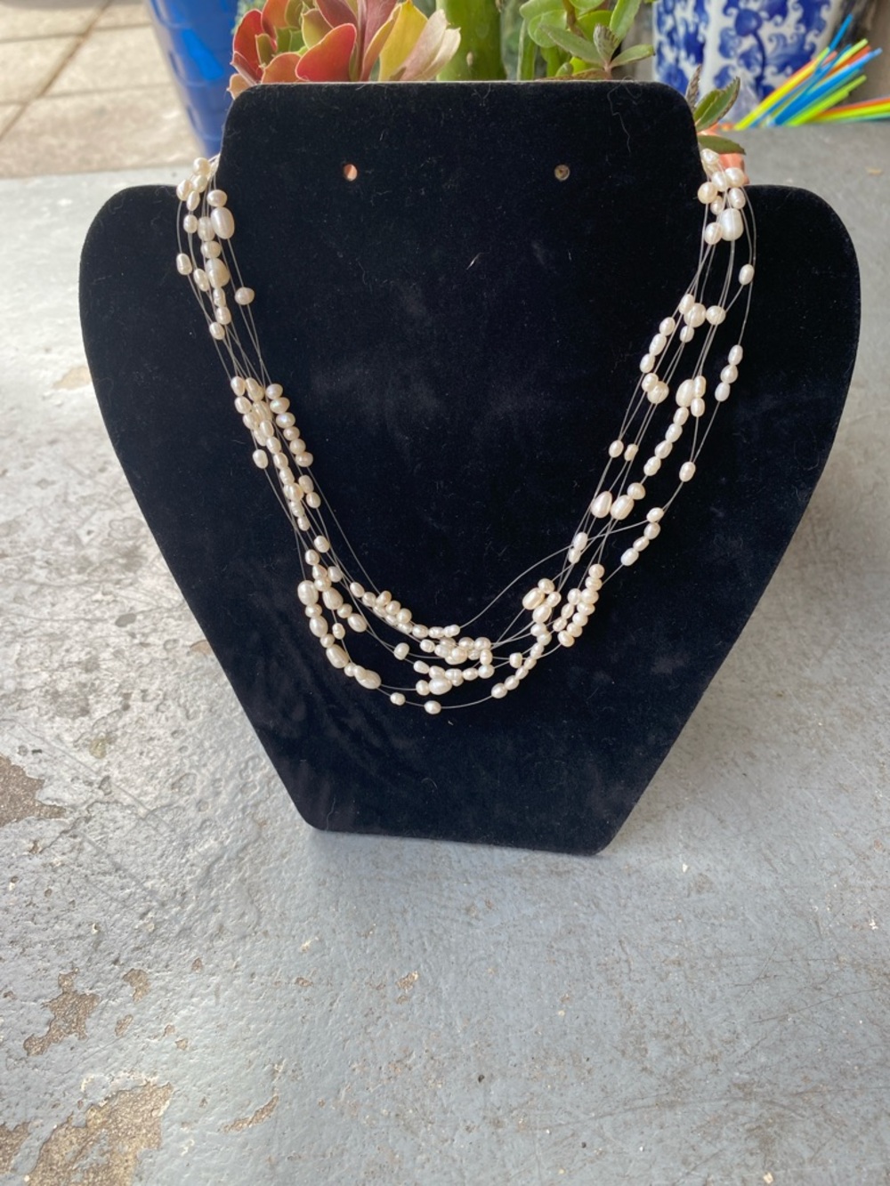 Multi-Strand White Pearl Necklace - Women's Jewelry